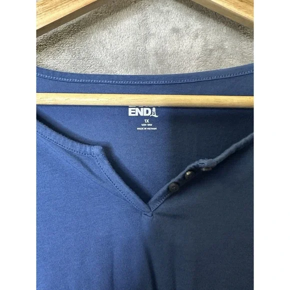 Lands End Shirt Women's 1x Blue 3/4 Sleeve Casual Cozy - Picture 6 of 8